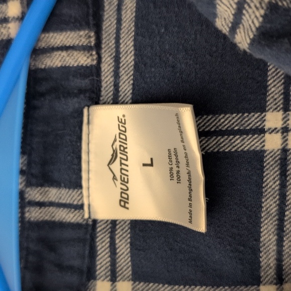 Blue And White Plaid Shirt Size Large - Picture 8 of 11